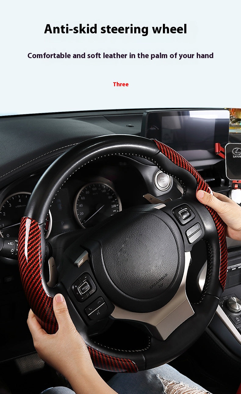Carbon Fiber Pattern Glossy Steering Wheel Cover