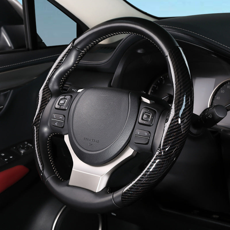 Carbon Fiber Pattern Glossy Steering Wheel Cover