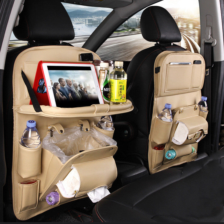 PU Leather Car Seat Organizer with Tray
