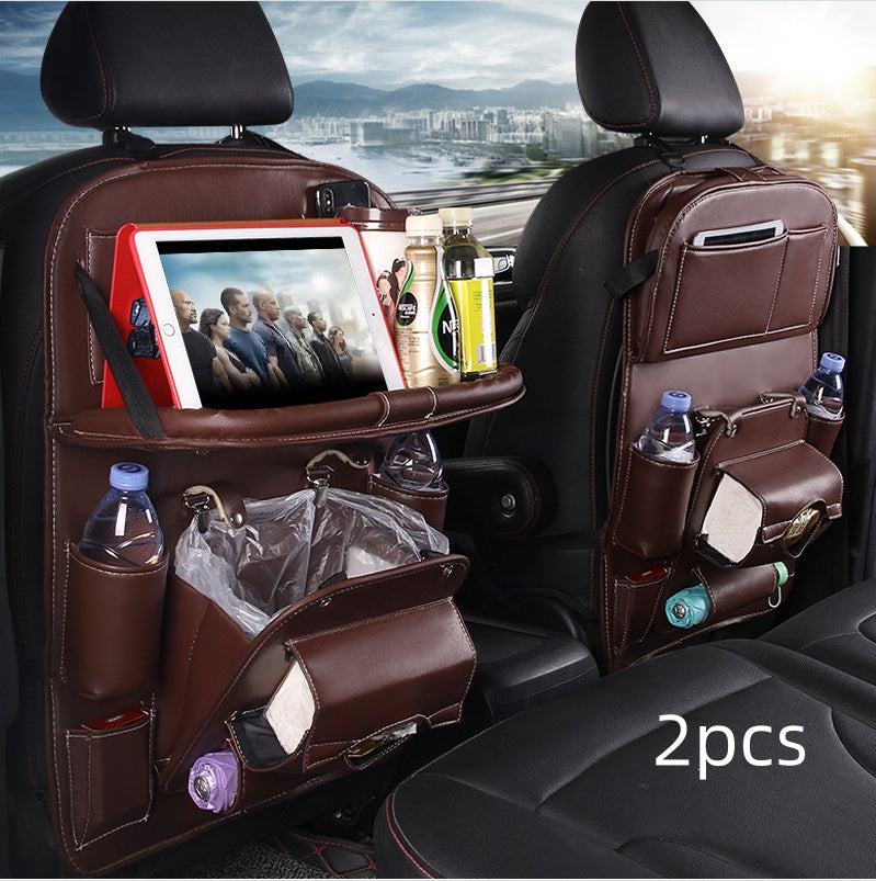 PU Leather Car Seat Organizer with Tray