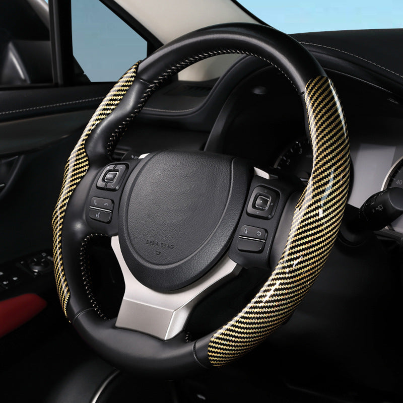 Carbon Fiber Pattern Glossy Steering Wheel Cover