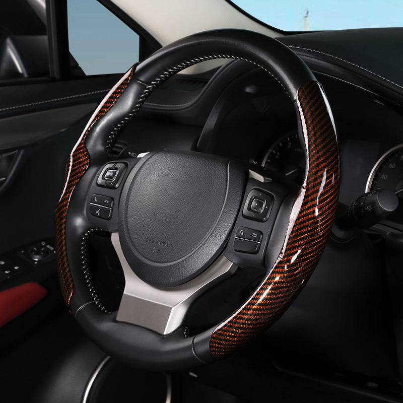 Carbon Fiber Pattern Glossy Steering Wheel Cover