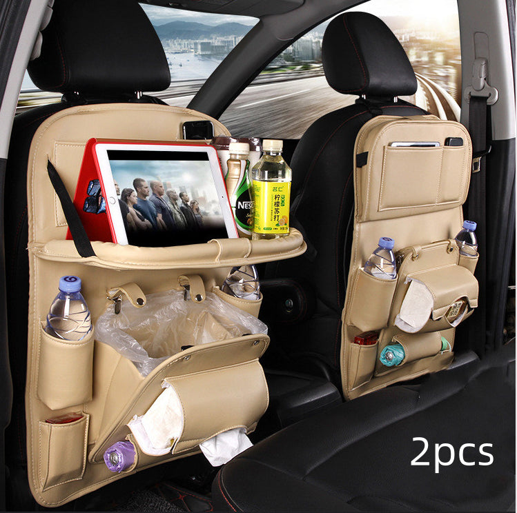 PU Leather Car Seat Organizer with Tray