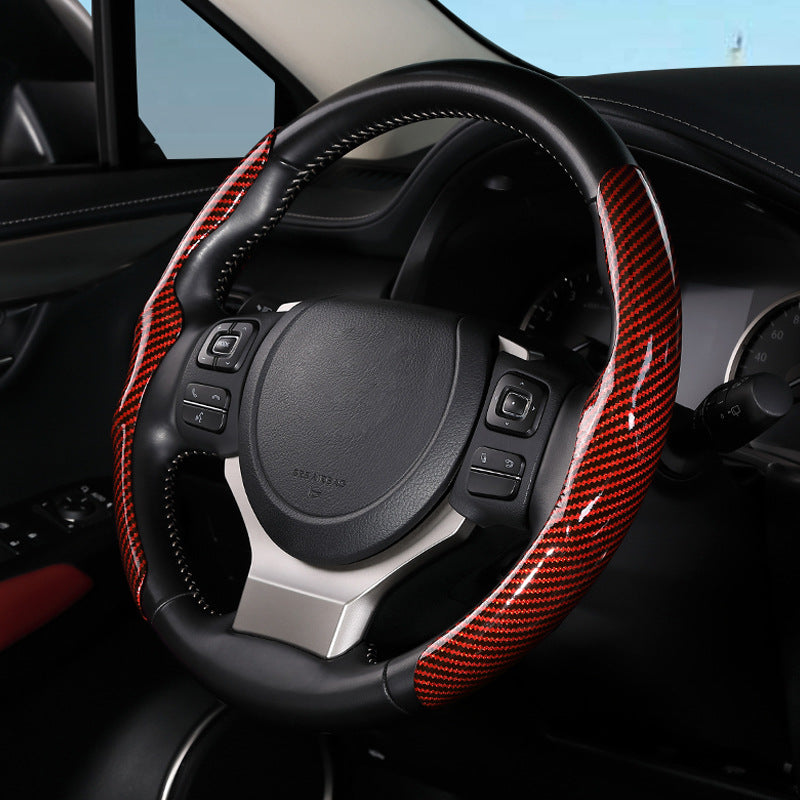 Carbon Fiber Pattern Glossy Steering Wheel Cover