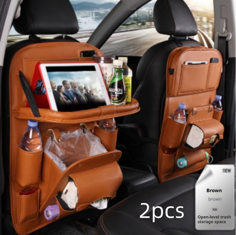 PU Leather Car Seat Organizer with Tray