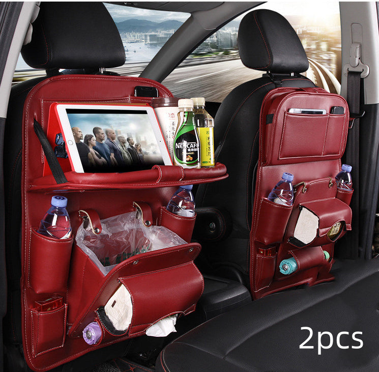 PU Leather Car Seat Organizer with Tray