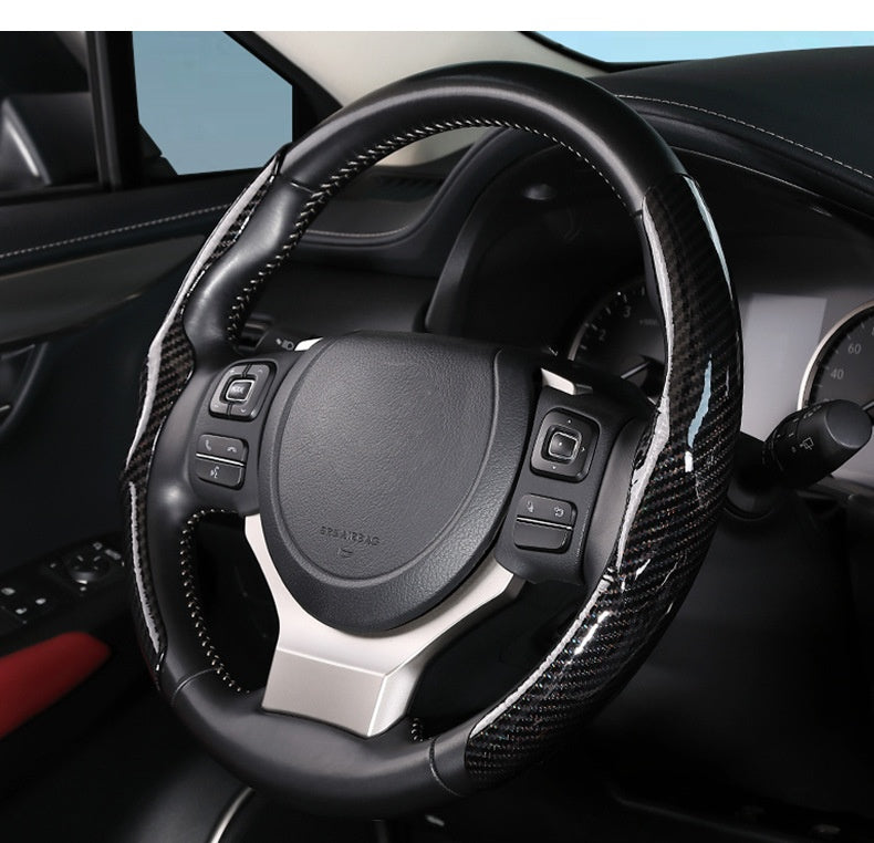 Carbon Fiber Pattern Glossy Steering Wheel Cover